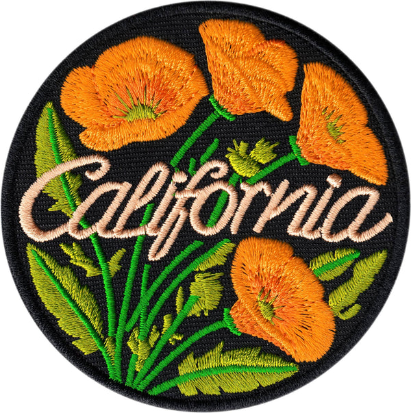 “California” Golden Poppies On Black- Large Patch