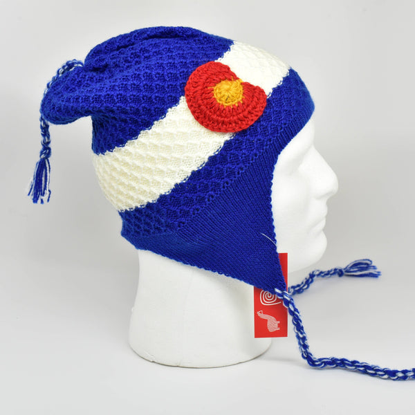 Colorado Flag Chullo Cap  Hand Knit 100% Alpaca Artisan Made