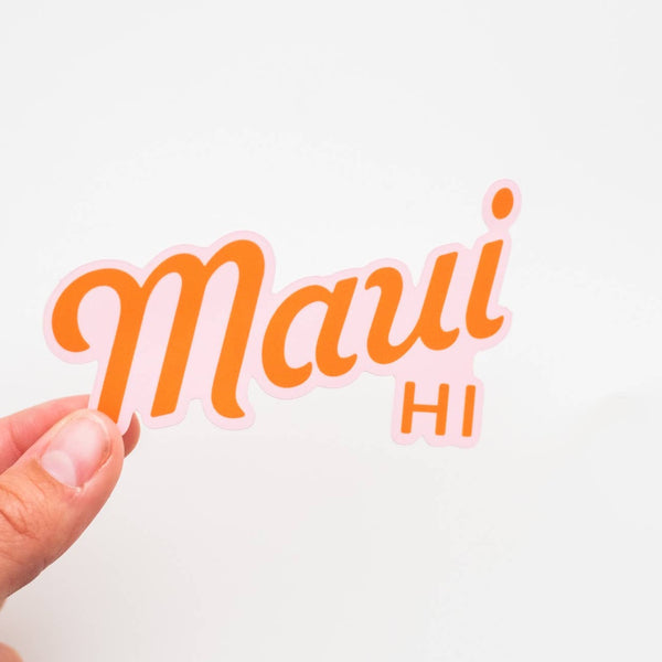 “Maui HI”Lettering Vinyl Sticker - Hawaii