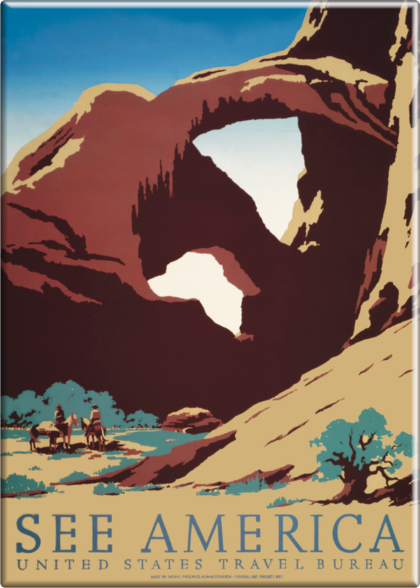 "See America" Tour Ad Reproduction Arches National Park Magnet