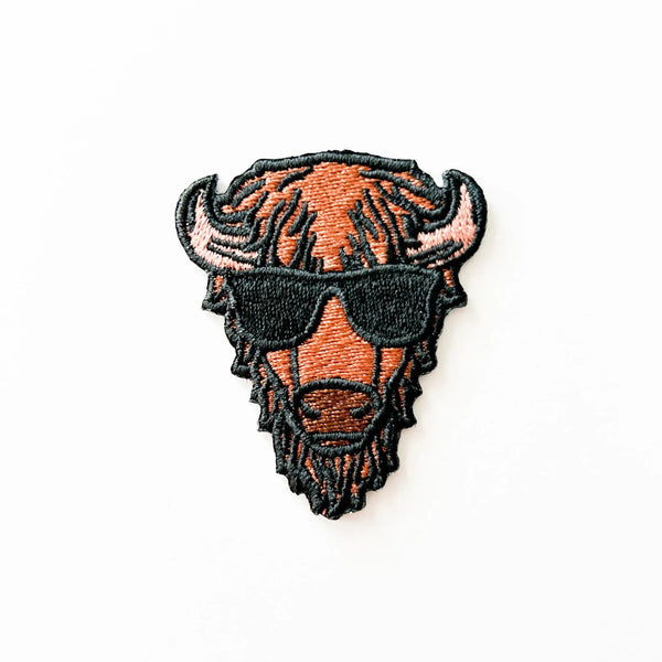 Bison with Sunglasses Iron-On Patch