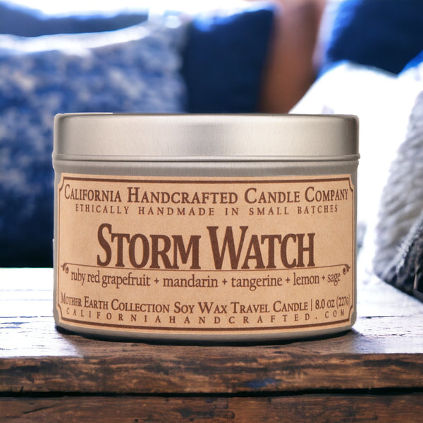 Storm Watch All-Natural Soy Wax Artisan Candle - Amber Jar or Travel Tin