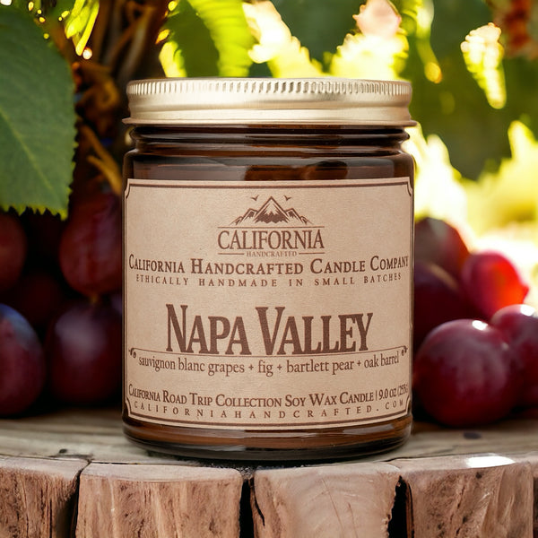 Napa Valley All Natural Soy Artisan Candle - Amber Jar or Travel Tin