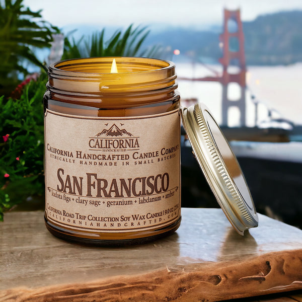 San Francisco Scented Soy Wax Artisan Candle - Amber Jar or Travel Tin