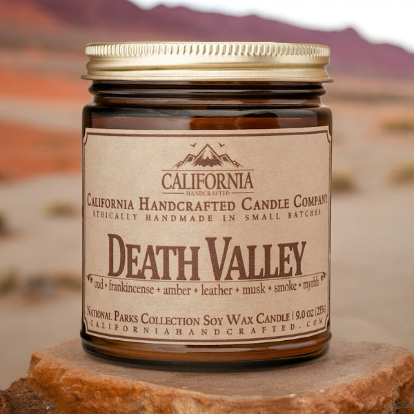 Death Valley All-Natural Soy Wax Artisan Candle - Amber Jar or Travel Tin