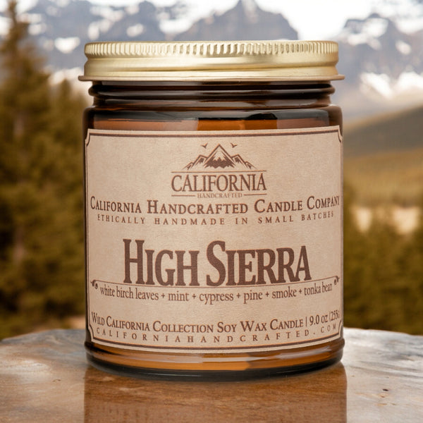 High Sierra All-Natural Soy Wax Artisan Candle - Amber Jar or Travel Tin