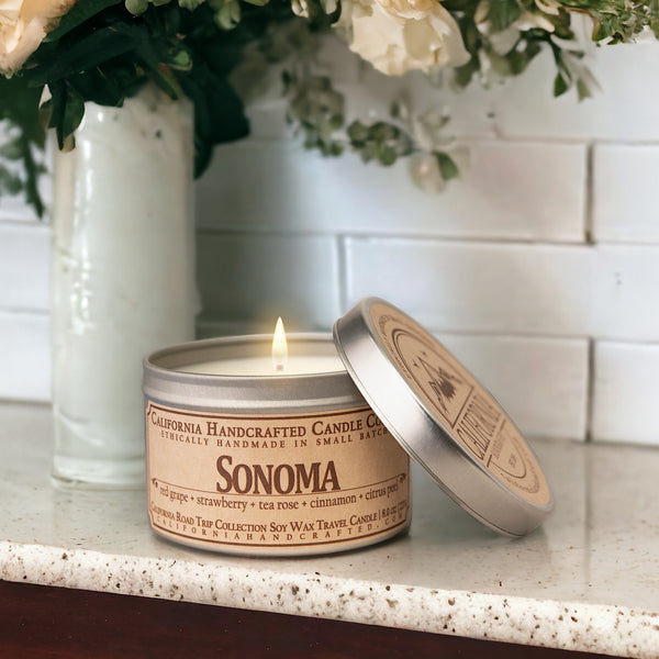 Sonoma All-Natural Soy Wax Artisan Candle - Amber Jar or Travel Tin