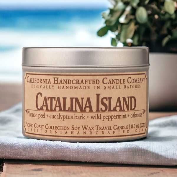 Catalina Island All-Natural Soy Wax Artisan Candle - Amber Jar or Travel Tin