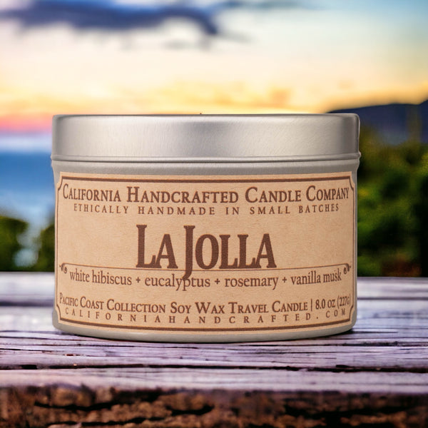 La Jolla All-Natural Soy Wax Artisan Candle - Amber Jar or Travel Tin