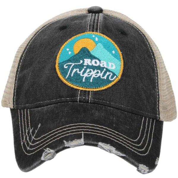 "Road Trippin" Distressed Unisex Cap (Black or Teal)