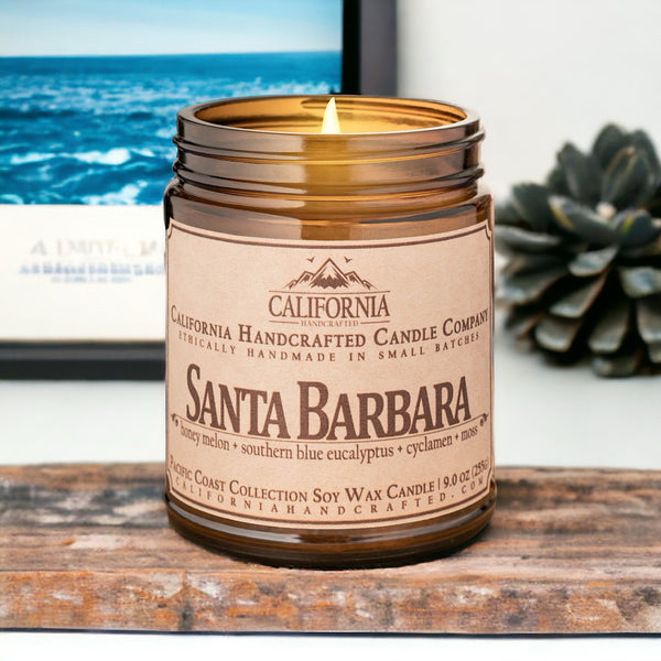 Santa Barbara All-Natural Soy Wax Artisan Candle - Amber Jar or Travel Tin