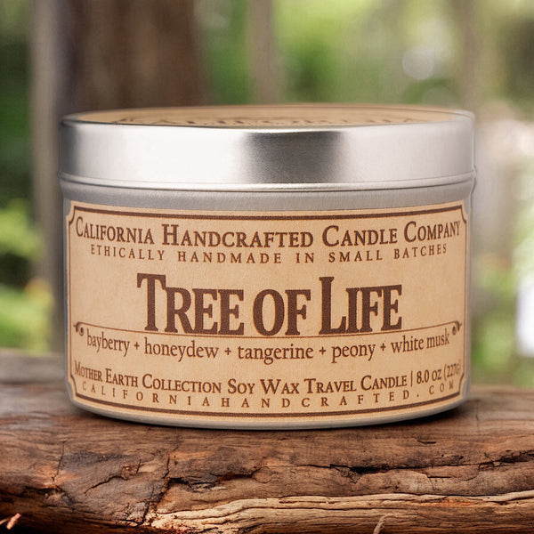 Tree of Life All-Natural Soy Wax Artisan Candle - Amber Jar or Travel Tin