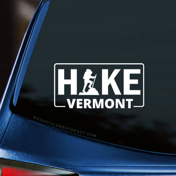 "Hike Vermont" Vinyl Car Window Decal (White)