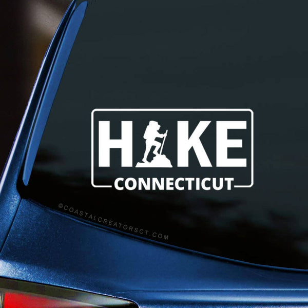 "Hike Connecticut" Vinyl Car Window Decal (White)